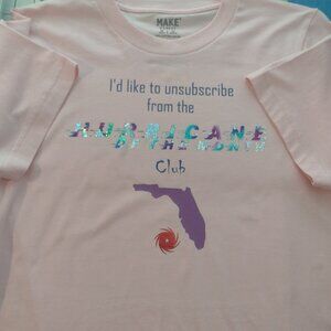 Medium pink Florida, Hurricane themed t-shirt